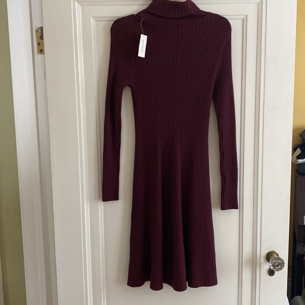 Banana Republic maroon ribbed knit turtleneck dress- size M